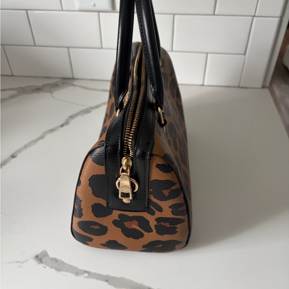 Coach Animal Print Satchel - Tan and Black - Picture 2 of 5